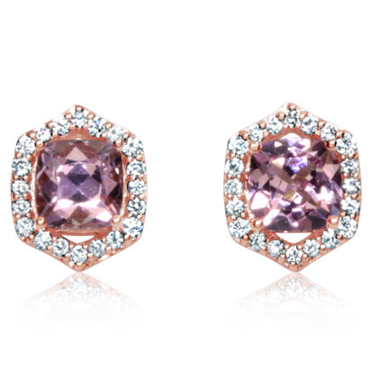 14K Rose Gold Lotus Garnet/Diamond Earrings 14K Rose Gold Lotus Garnet/Diamond Earrings