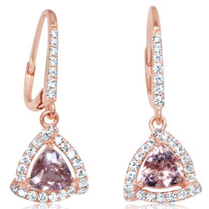 14K Rose Gold Lotus Garnet/Diamond Earrings 14K Rose Gold Lotus Garnet/Diamond Earrings