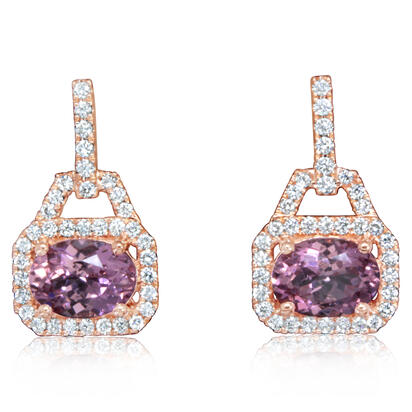 14K Rose Gold Lotus Garnet/Diamond Earrings 14K Rose Gold Lotus Garnet/Diamond Earrings