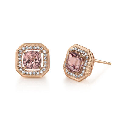 14K Rose Gold Lotus Garnet/Diamond Earrings 14K Rose Gold Lotus Garnet/Diamond Earrings