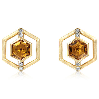 14K Yellow Gold Citrine/Diamond Earrings 14K Yellow Gold Citrine/Diamond Earrings