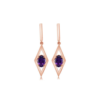14K Rose Gold Amethyst Earrings 14K Rose Gold Amethyst Earrings