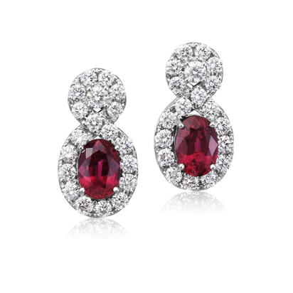 18K White Gold Mozambique Ruby/Diamond Earrings 18K White Gold Mozambique Ruby/Diamond Earrings