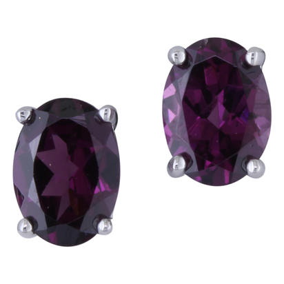 14K White Gold 5x7 Oval Mandarin Garnet Stud Earrings 14K White Gold 5x7 Oval Mandarin Garnet Stud Earrings