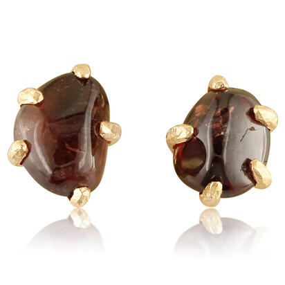 14K Yellow Gold Rhodolite Garnet Hammer Finish Earrings 14K Yellow Gold Rhodolite Garnet Hammer Finish Earrings