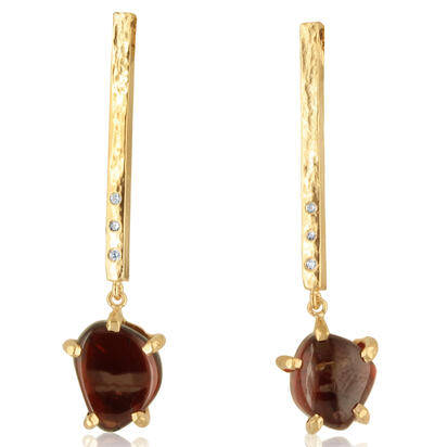 14K Yellow Gold Rhodolite Garnet/Diamond Hammer Finish Earrings 14K Yellow Gold Rhodolite Garnet/Diamond Hammer Finish Earrings