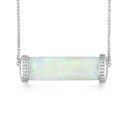 18K White Gold Australian Opalized Belemnite/Diamond Neckpiece 18K White Gold Australian Opalized Belemnite/Diamond Neckpiece