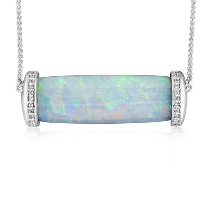 18K White Gold Australian Opalized Belemnite/Diamond Neckpiece 18K White Gold Australian Opalized Belemnite/Diamond Neckpiece