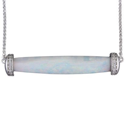 18K White Gold Australian Opalized Belemnite/Diamond Neckpiece 18K White Gold Australian Opalized Belemnite/Diamond Neckpiece