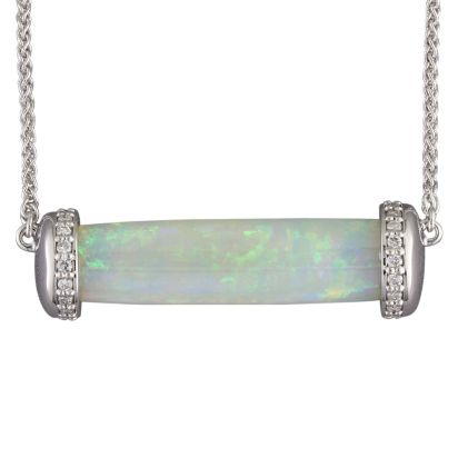 18K White Gold Australian Opalized Belemnite/Diamond Neckpiece 18K White Gold Australian Opalized Belemnite/Diamond Neckpiece