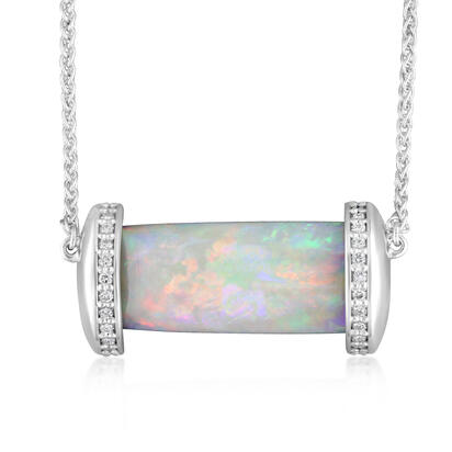 18K White Gold Australian Opalized Belemnite/Diamond Neckpiece 18K White Gold Australian Opalized Belemnite/Diamond Neckpiece