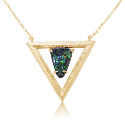 14K Yellow Gold Australian Boulder Opal Neckpiece 14K Yellow Gold Australian Boulder Opal Neckpiece