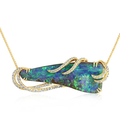 18K Yellow Gold Australian Boulder Opal/Diamond Neckpiece 18K Yellow Gold Australian Boulder Opal/Diamond Neckpiece