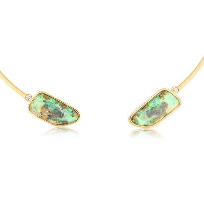 14K Yellow Gold Boulder Opal/Diamond Neckpiece 14K Yellow Gold Boulder Opal/Diamond Neckpiece