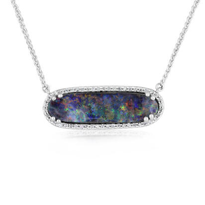 14K White Gold Australian Boulder Opal/Diamond Neckpiece 14K White Gold Australian Boulder Opal/Diamond Neckpiece