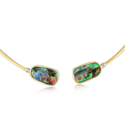 14K Yellow Gold Boulder Opal/Diamond Neckpiece 14K Yellow Gold Boulder Opal/Diamond Neckpiece