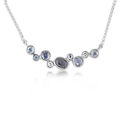 14K White Gold Yogo Sapphire/Diamond Neckpiece 14K White Gold Yogo Sapphire/Diamond Neckpiece