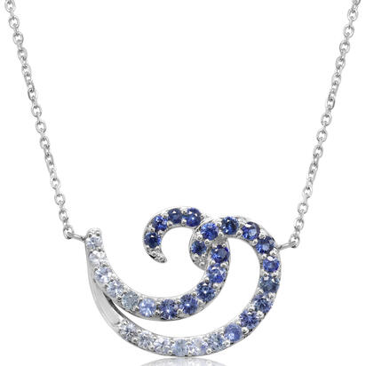 14K White Gold Graduated Blue Sapphire Neckpiece 14K White Gold Graduated Blue Sapphire Neckpiece