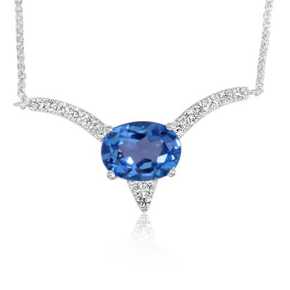 14K White Gold Blue Topaz/Diamond Neckpiece 14K White Gold Blue Topaz/Diamond Neckpiece