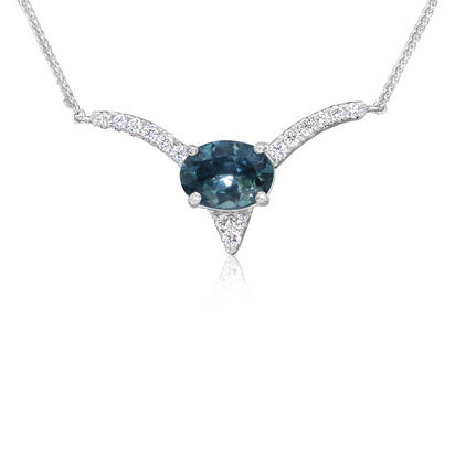 14K White Gold Montana Sapphire/Diamond Neckpiece 14K White Gold Montana Sapphire/Diamond Neckpiece