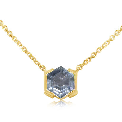 14K Yellow Gold 5.5mm Hexagon Montana Sapphire Neckpiece 14K Yellow Gold 5.5mm Hexagon Montana Sapphire Neckpiece