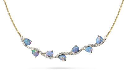 14K Yellow Gold Australian Opal/Diamond Neckpiece 14K Yellow Gold Australian Opal/Diamond Neckpiece