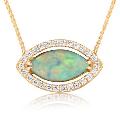 14K Yellow Gold Australian Opal/Diamond Neckpiece 14K Yellow Gold Australian Opal/Diamond Neckpiece