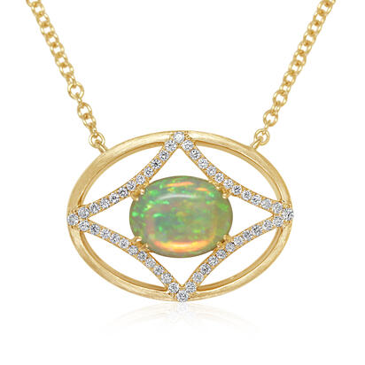 14K Yellow Gold Australian Opal/Diamond Neckpiece 14K Yellow Gold Australian Opal/Diamond Neckpiece