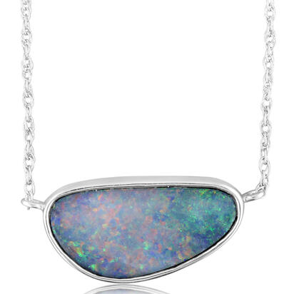 Sterling Silver Australian Opal Doublet Neckpiece Sterling Silver Australian Opal Doublet Neckpiece