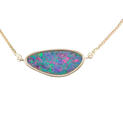 14K Rose Gold Australian Opal Doublet Neckpiece 14K Rose Gold Australian Opal Doublet Neckpiece