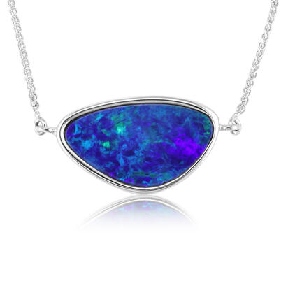 14K White Gold Australian Opal Doublet Neckpiece 14K White Gold Australian Opal Doublet Neckpiece