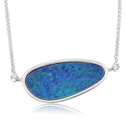 14K White Gold Australian Opal Doublet Neckpiece 14K White Gold Australian Opal Doublet Neckpiece