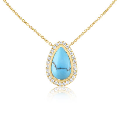 14K Yellow Gold Egyptian Turquoise/Diamond Neckpiece 14K Yellow Gold Egyptian Turquoise/Diamond Neckpiece