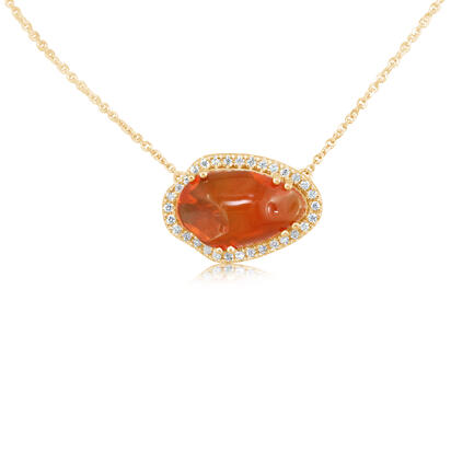 14K Yellow Gold Fire Opal/Diamond Neckpiece 14K Yellow Gold Fire Opal/Diamond Neckpiece