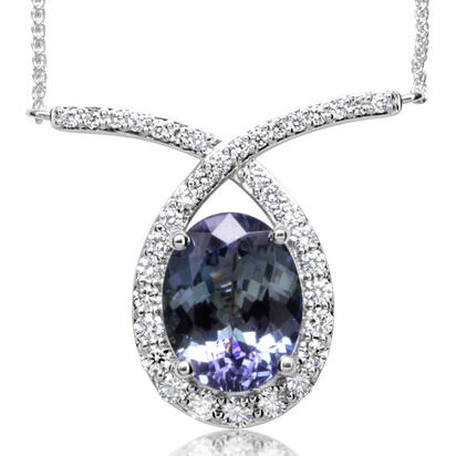14K White Gold Peacock Tanzanite/Diamond Neckpiece 14K White Gold Peacock Tanzanite/Diamond Neckpiece