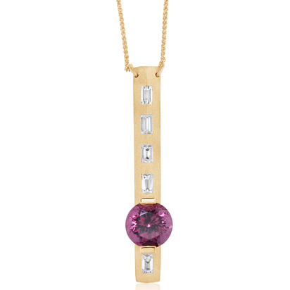 14K Yellow Gold Purple Garnet/Diamond Neckpiece 14K Yellow Gold Purple Garnet/Diamond Neckpiece