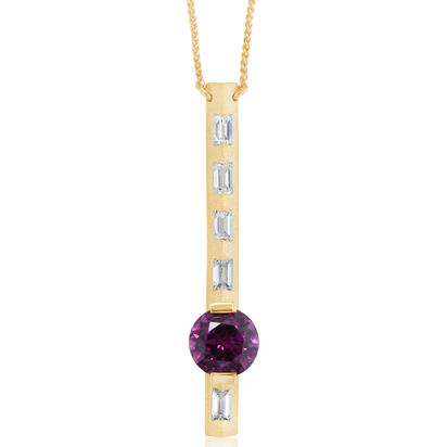 14K Yellow Gold Purple Garnet/Diamond Neckpiece 14K Yellow Gold Purple Garnet/Diamond Neckpiece
