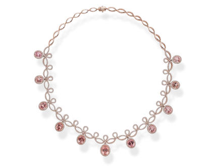 14K Rose Gold Lotus Garnet/Diamond Neckpiece 14K Rose Gold Lotus Garnet/Diamond Neckpiece