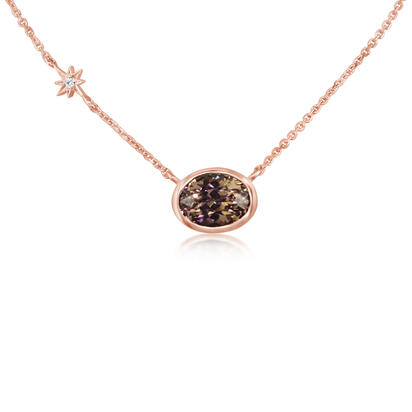14K Rose Gold Lotus Garnet/Diamond Neckpiece 14K Rose Gold Lotus Garnet/Diamond Neckpiece