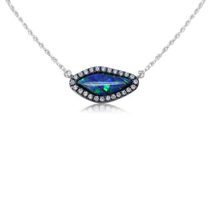 Blackened Silver Australian Boulder Opal/Diamond Neckpiece Blackened Silver Australian Boulder Opal/Diamond Neckpiece