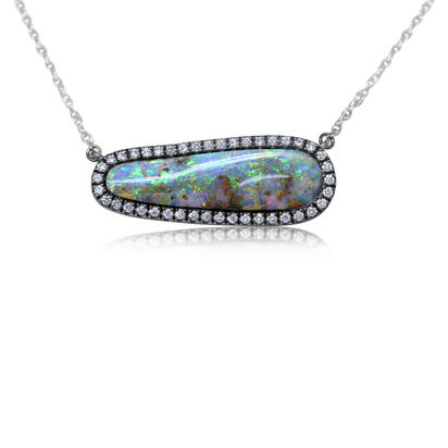 Blackened Silver Australian Boulder Opal/Diamond Neckpiece Blackened Silver Australian Boulder Opal/Diamond Neckpiece