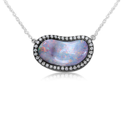 Blackened Silver Australian Boulder Opal/Diamond Neckpiece Blackened Silver Australian Boulder Opal/Diamond Neckpiece