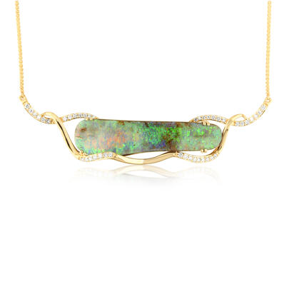 14K Yellow Gold Australian Boulder Opal/Diamond Neckpiece 14K Yellow Gold Australian Boulder Opal/Diamond Neckpiece