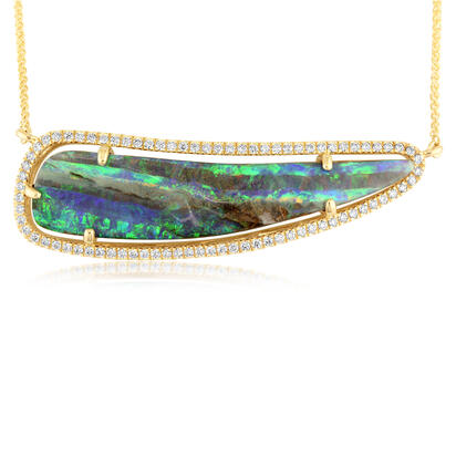 14K Yellow Gold Australian Boulder Opal/Diamond Neckpiece 14K Yellow Gold Australian Boulder Opal/Diamond Neckpiece