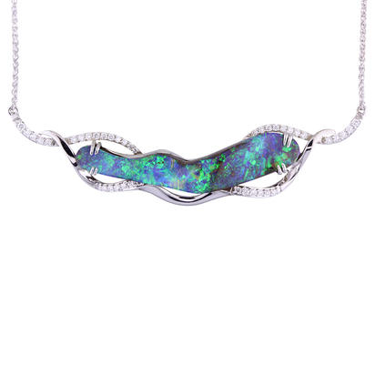18K White Gold Australian Boulder Opal/Diamond Neckpiece 18K White Gold Australian Boulder Opal/Diamond Neckpiece