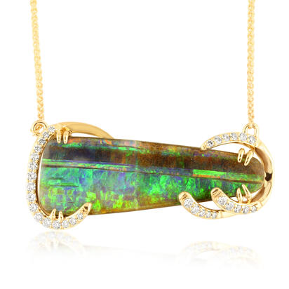 18K Yellow Gold Australian Boulder Opal/Diamond Neckpiece 18K Yellow Gold Australian Boulder Opal/Diamond Neckpiece