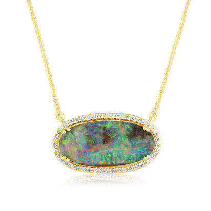 18K Yellow Gold Australian Boulder Opal/Diamond Neckpiece 18K Yellow Gold Australian Boulder Opal/Diamond Neckpiece