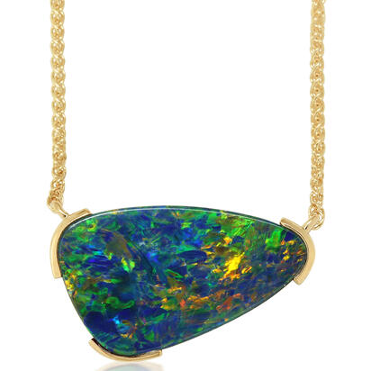 14K Yellow Gold Australian Opal Doublet Neckpiece 14K Yellow Gold Australian Opal Doublet Neckpiece