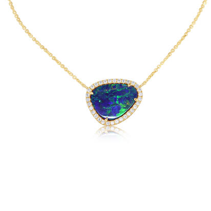 14K Yellow Gold Australian Opal/Diamond Neckpiece 14K Yellow Gold Australian Opal/Diamond Neckpiece