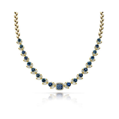 18K Yellow Gold Montana Sapphire/Diamond Neckpiece 18K Yellow Gold Montana Sapphire/Diamond Neckpiece